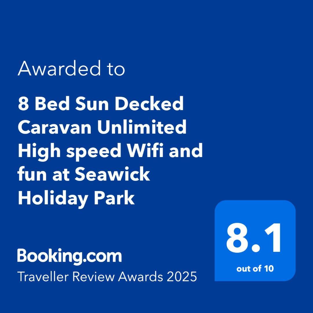 8 Bed Sun Decked Caravan Unlimited High Speed Wifi And Fun At Seawick Holiday Park Clacton-on-Sea Esterno foto